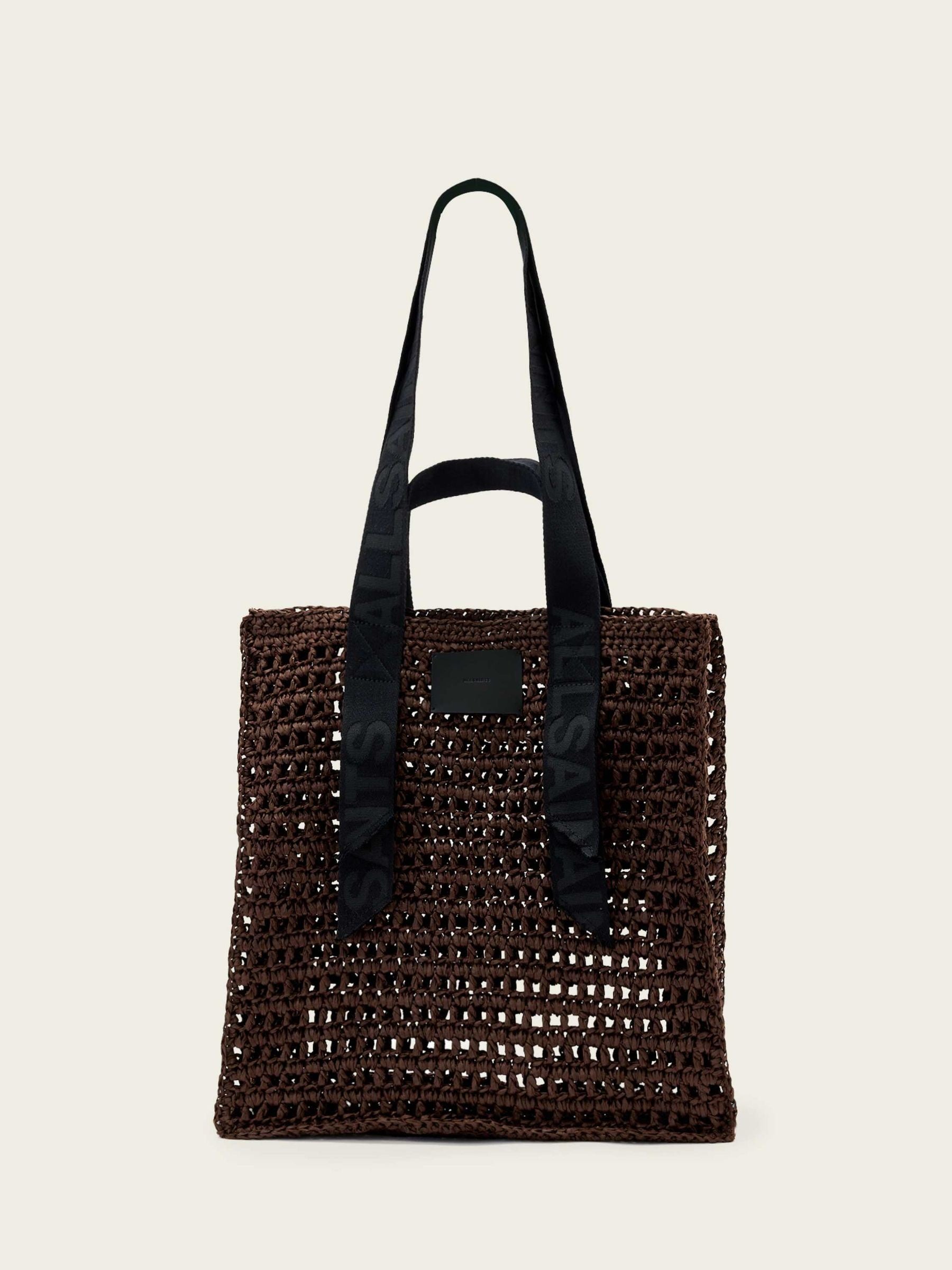AllSaints brown Lullah paper mesh bag, imported from the UK