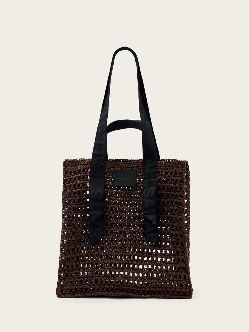 AllSaints brown Lullah paper mesh bag, imported from the UK