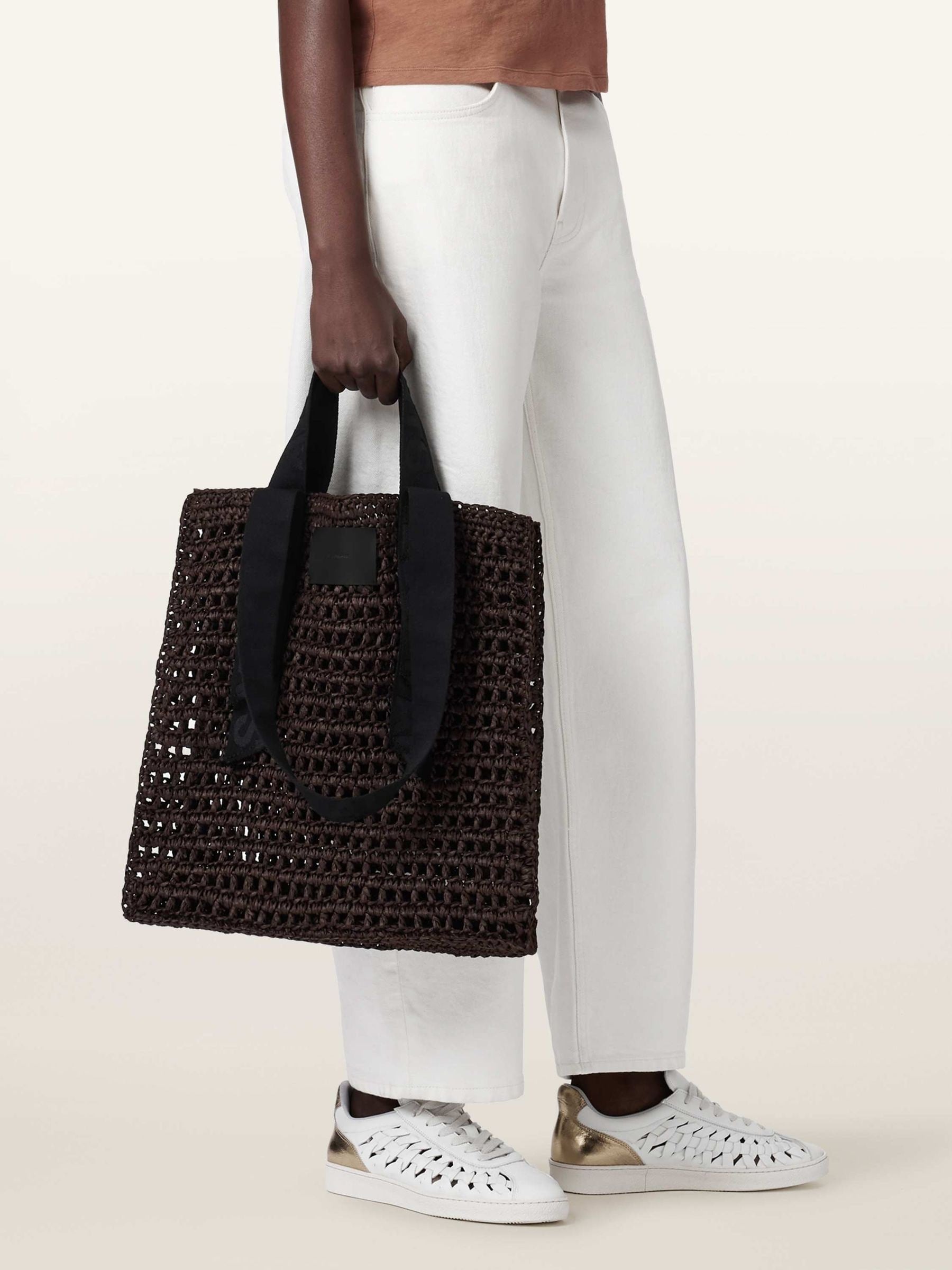 AllSaints brown Lullah paper mesh bag, imported from the UK