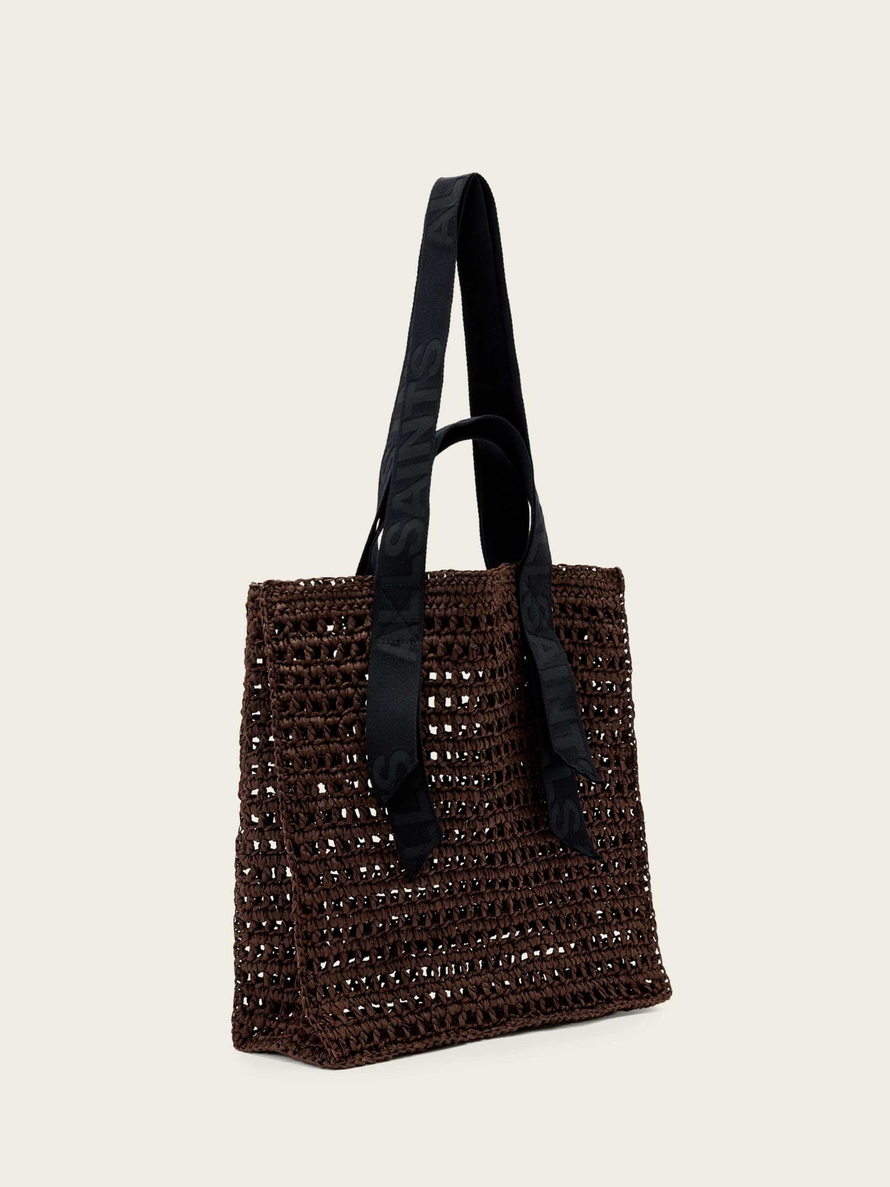 AllSaints brown Lullah paper mesh bag, imported from the UK