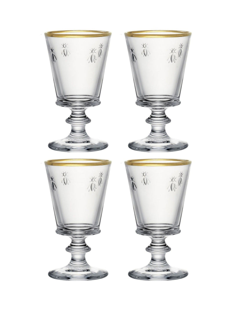 La Rochère bee gold-rimmed wine glasses 24cl (British brand)