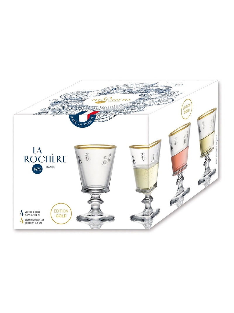 La Rochère bee gold-rimmed wine glasses 24cl (British brand)