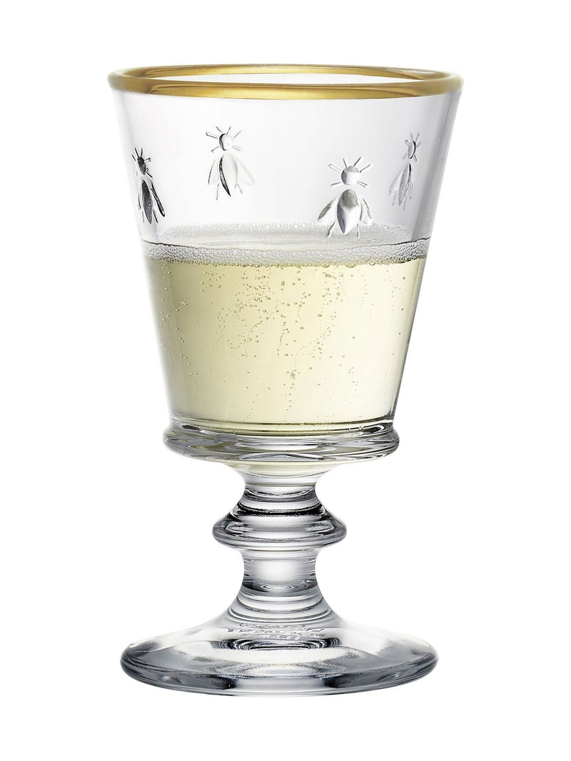 La Rochère bee gold-rimmed wine glasses 24cl (British brand)