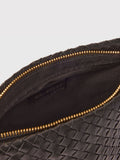Whistles Black Avah woven suede zip clutch - British product
