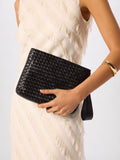 Whistles Black Avah woven suede zip clutch - British product