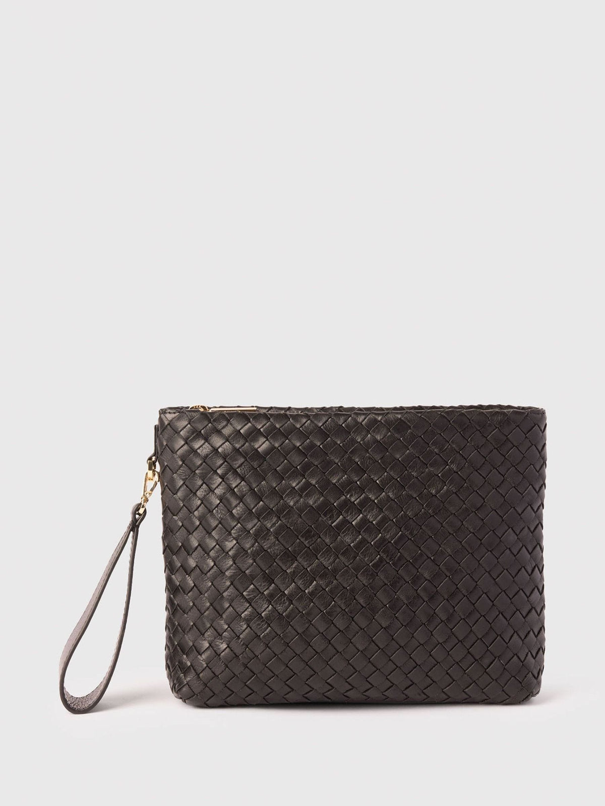 Whistles Black Avah woven suede zip clutch - British product