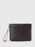 Whistles Black Avah woven suede zip clutch - British product