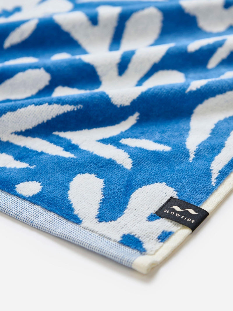 SlowTide dusty blue Matisse beach towel 152cm x 76cm, imported from the UK