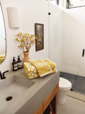 SlowTide Ciao Zen bath sheet towel mustard 30x60 inches, UK version