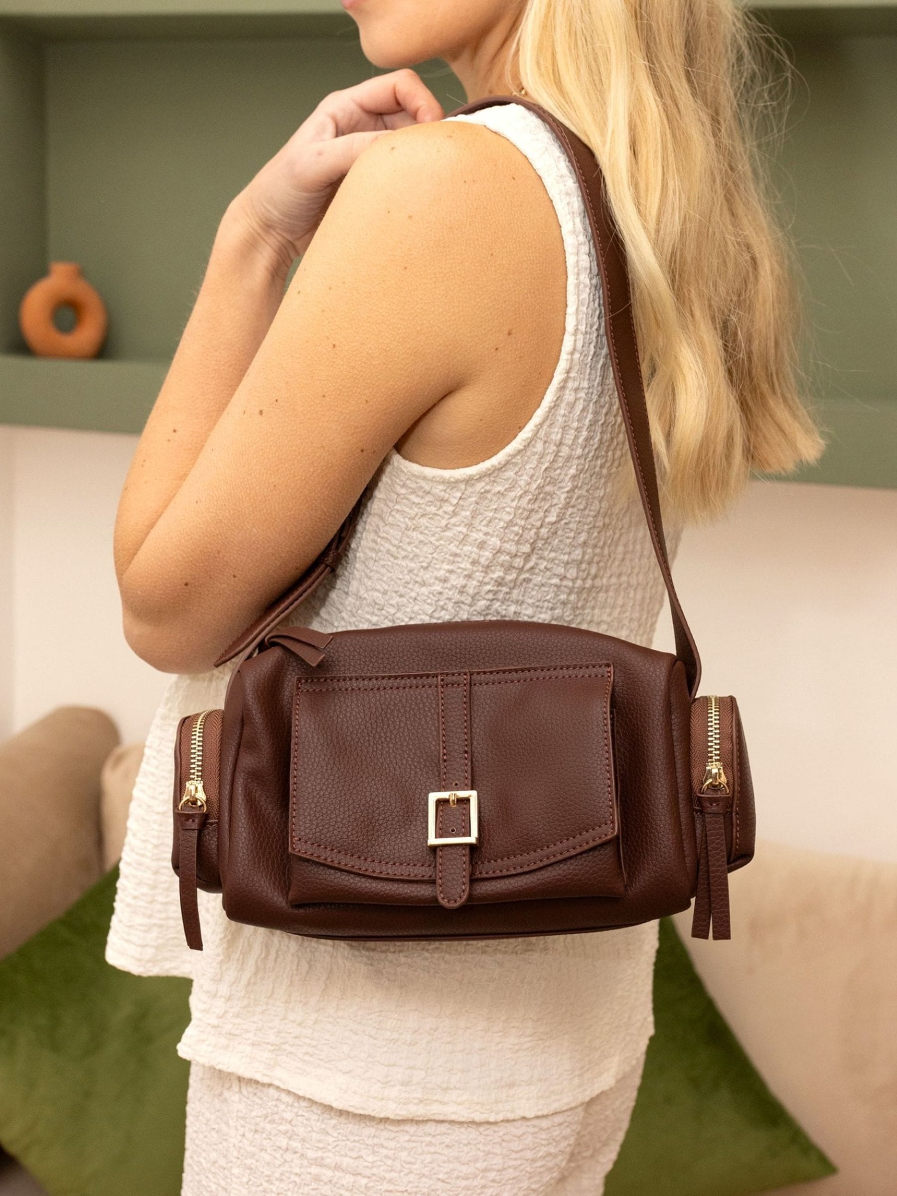 Novo Brown Alexandria Pocket Shoulder Bag