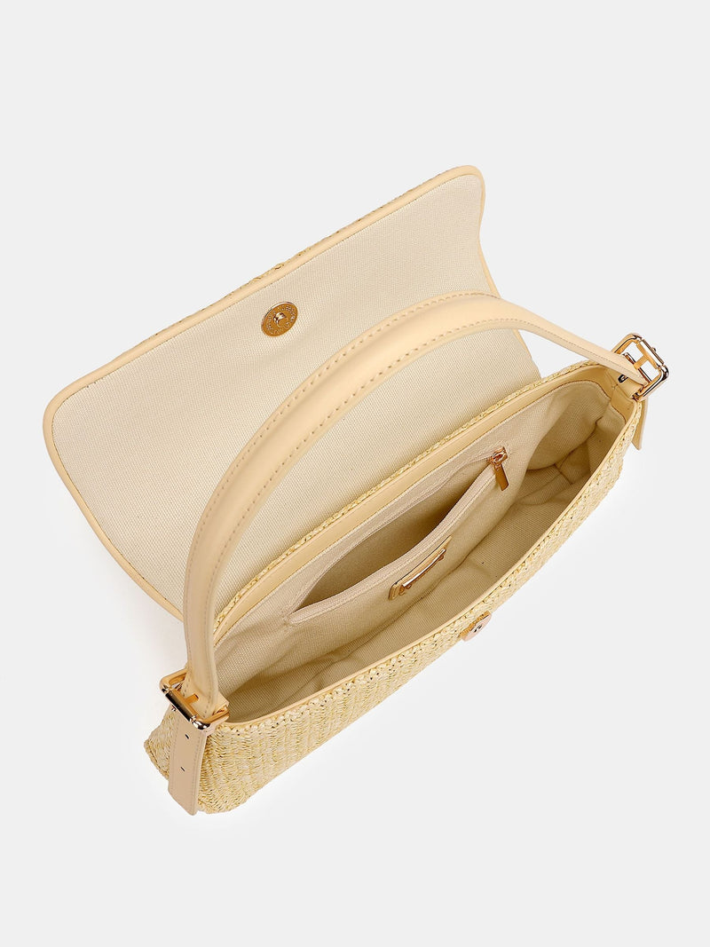 Novo Yellow Raffia Andorra shoulder bag - British product
