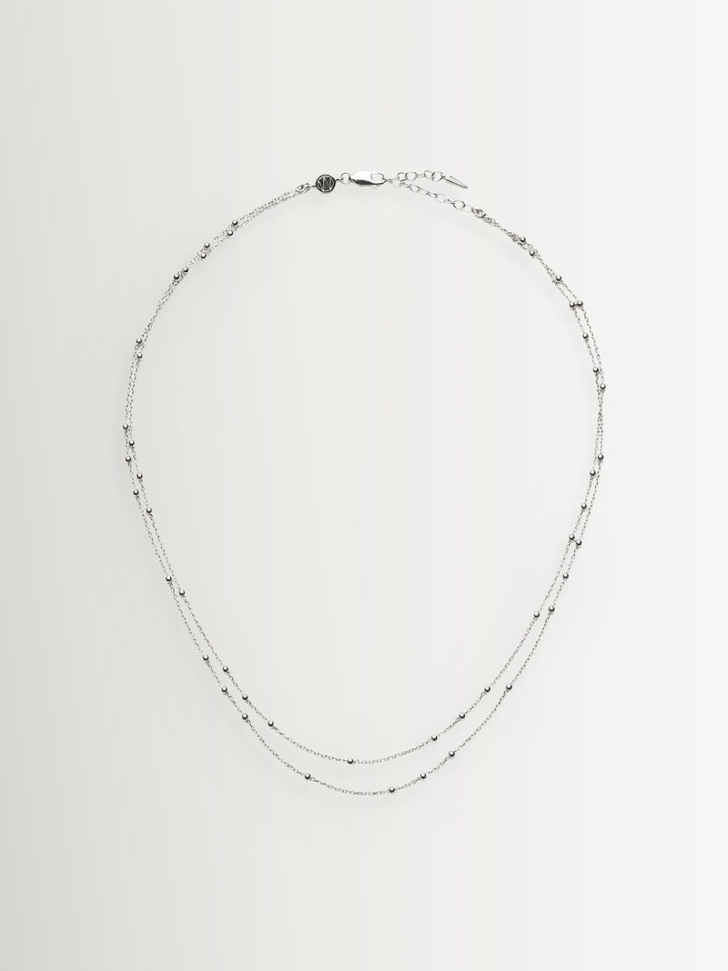 Missoma silver double chain necklace with bobble detailing - British product