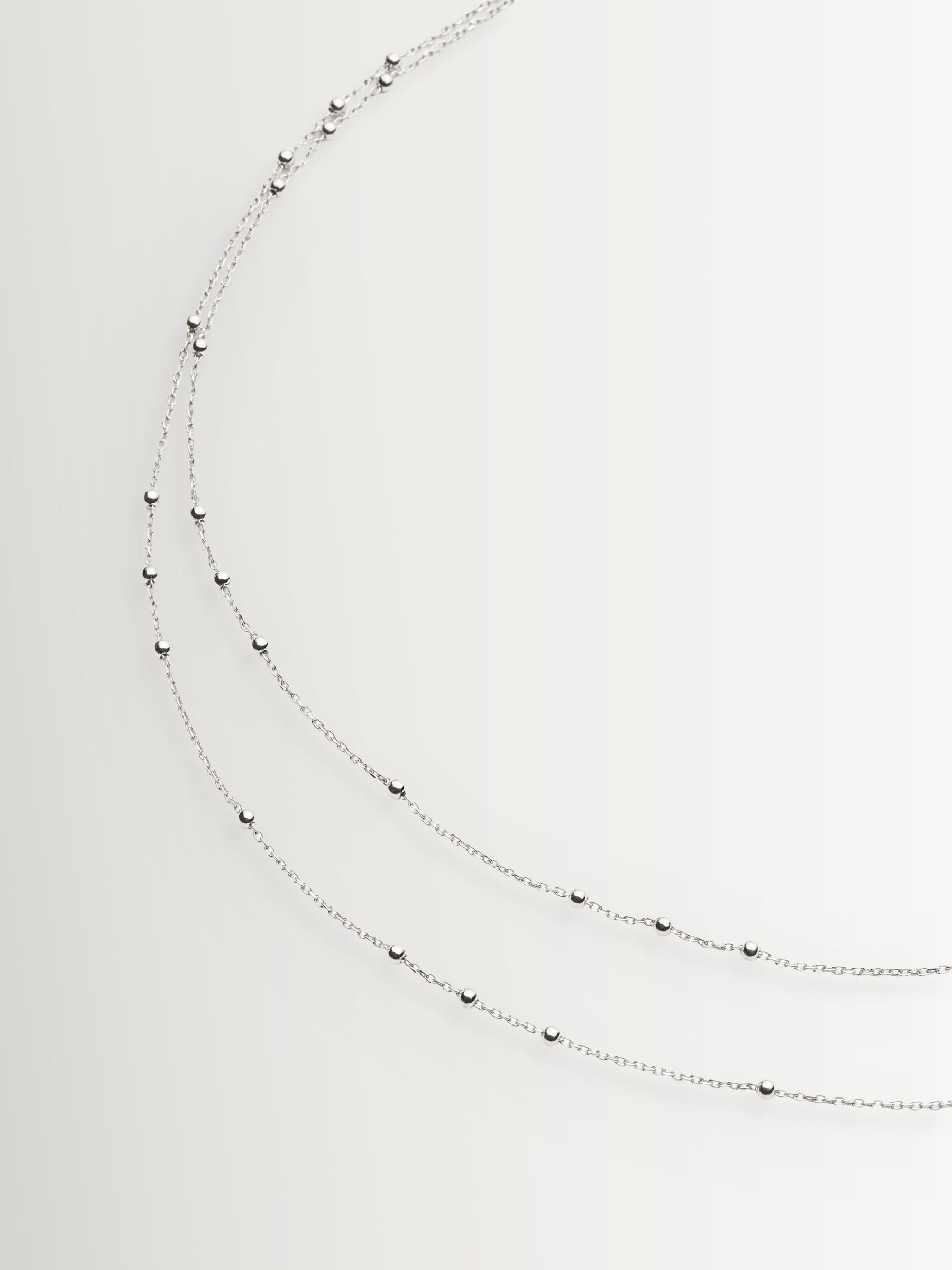 Missoma silver double chain necklace with bobble detailing - British product