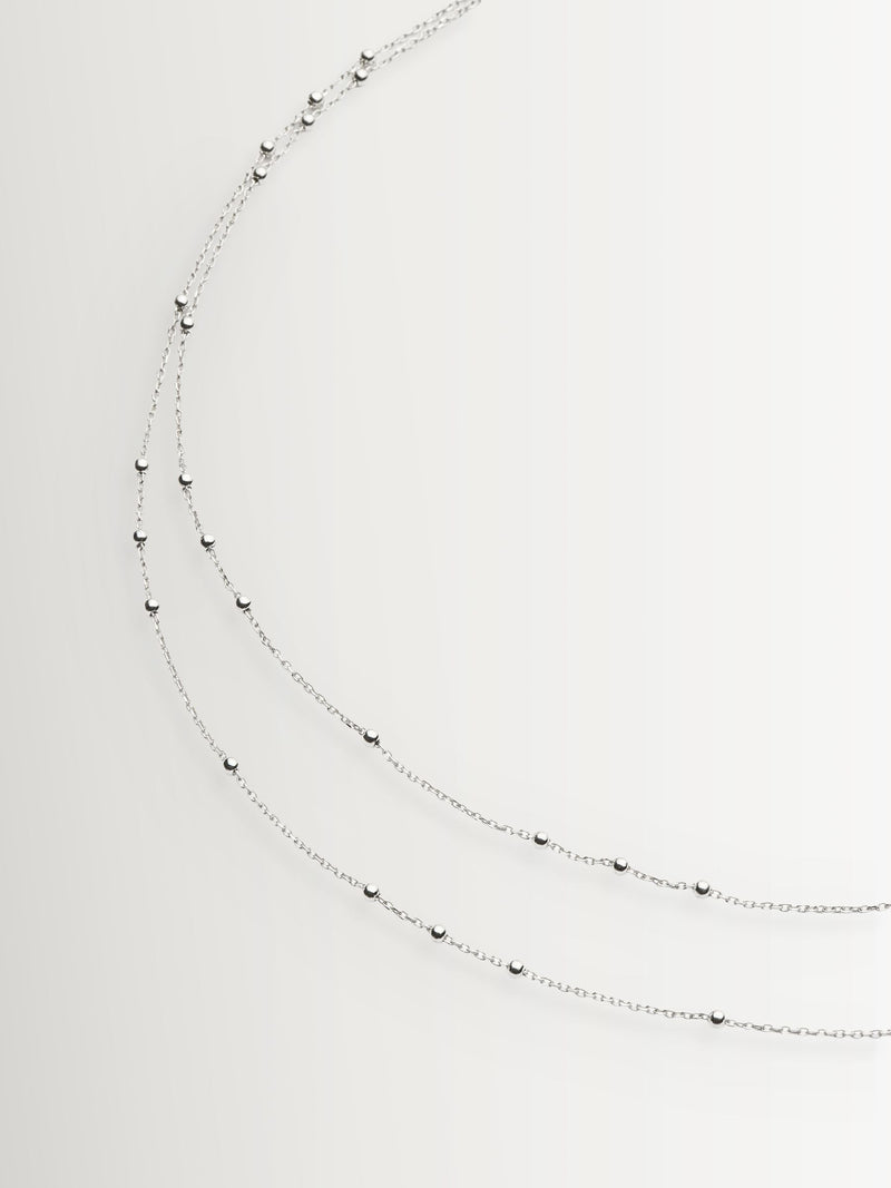 Missoma silver double chain necklace with bobble detailing - British product