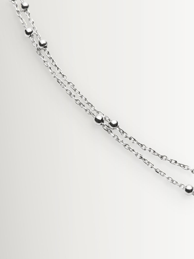Missoma silver double chain necklace with bobble detailing - British product