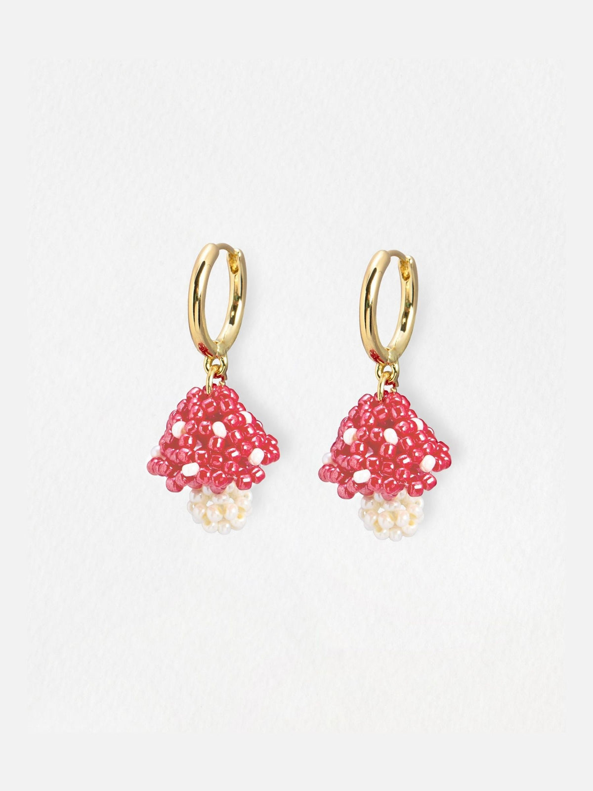 Oliver Bonas gold tone mushroom beaded hoop earrings, UK version