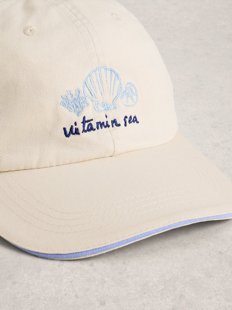 White Stuff natural embroidered shell cap (British brand)