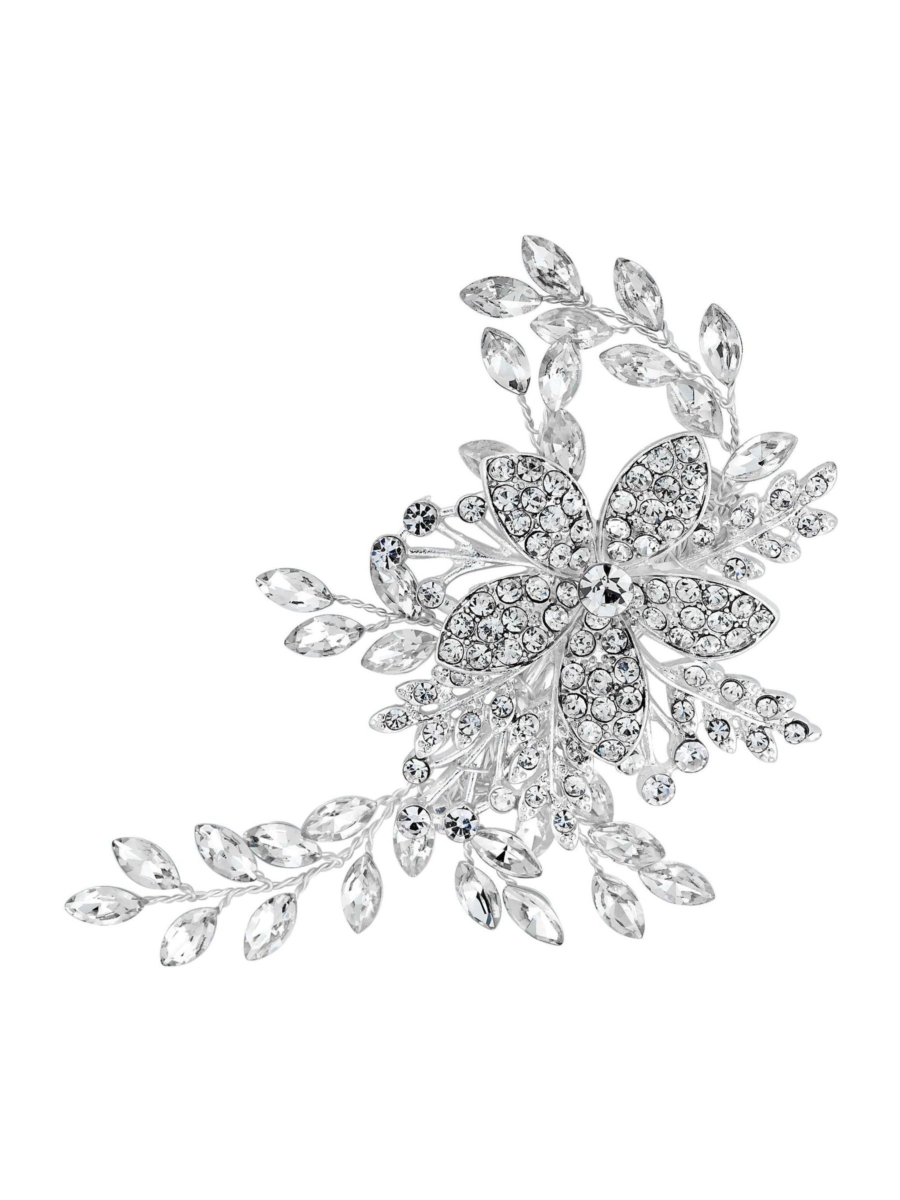 Jon Richard silver tone Darcey pave leaf slide (British brand)