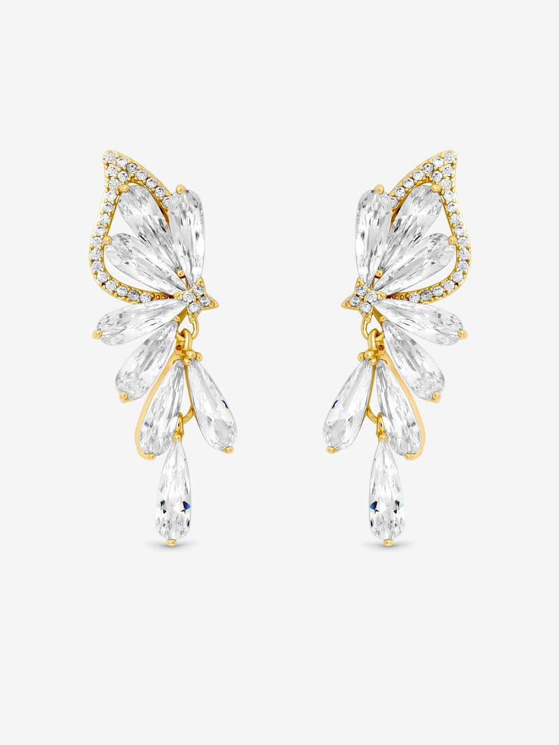 Jon Richard gold plated crystal floral droplet earrings, UK version