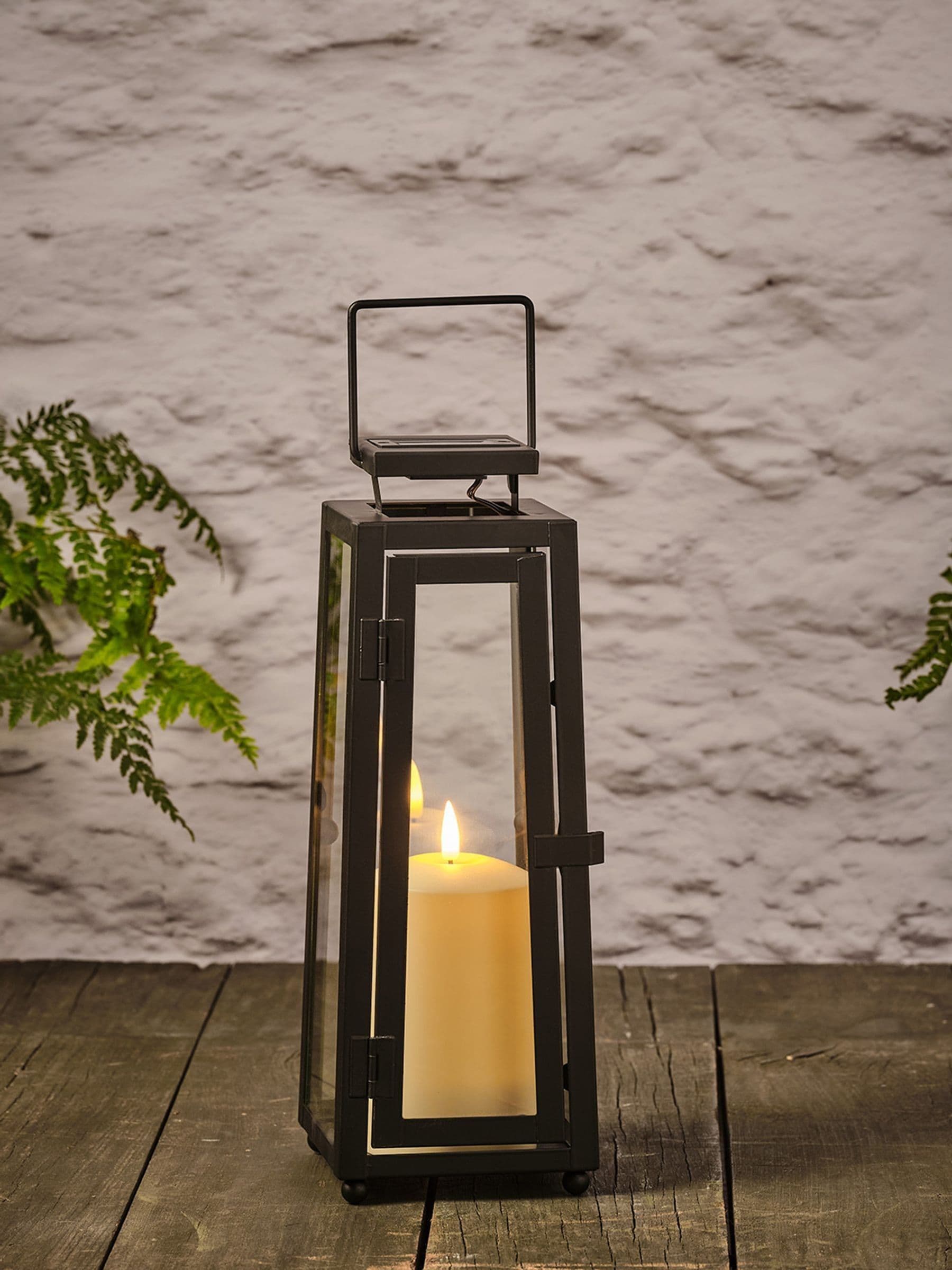 Lights4fun Black Porto solar lantern 29.5cm, UK version