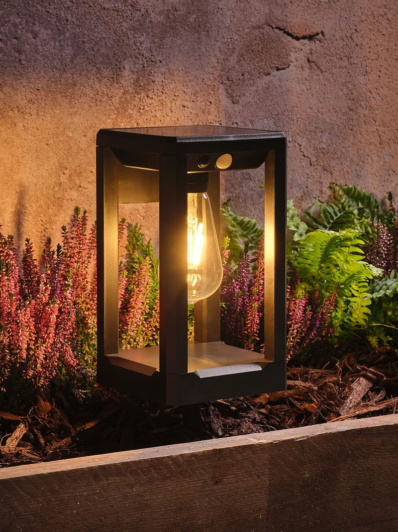 Lights4fun black solar outdoor wall light with sensor (British brand)