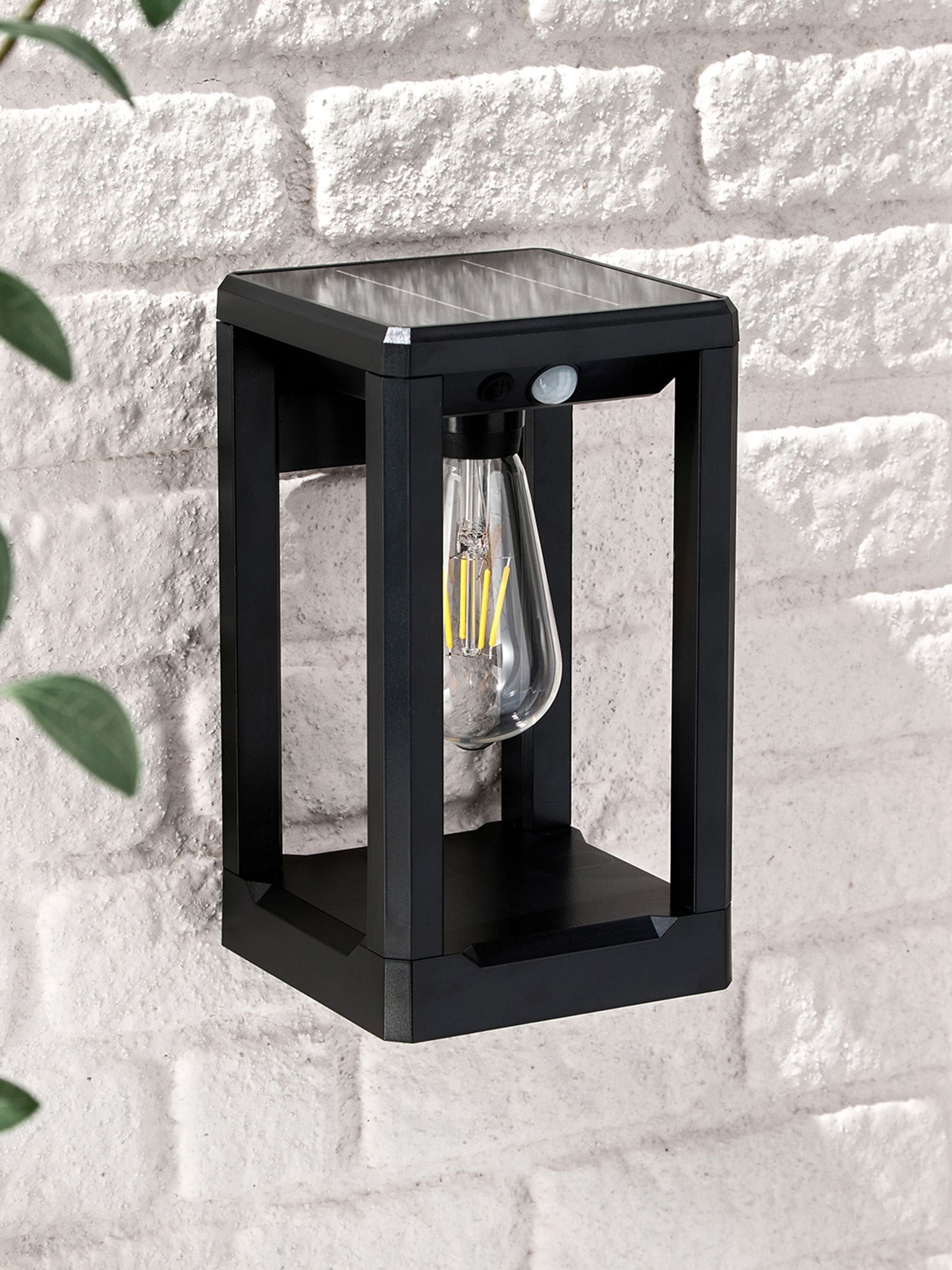 Lights4fun black solar outdoor wall light with sensor (British brand)