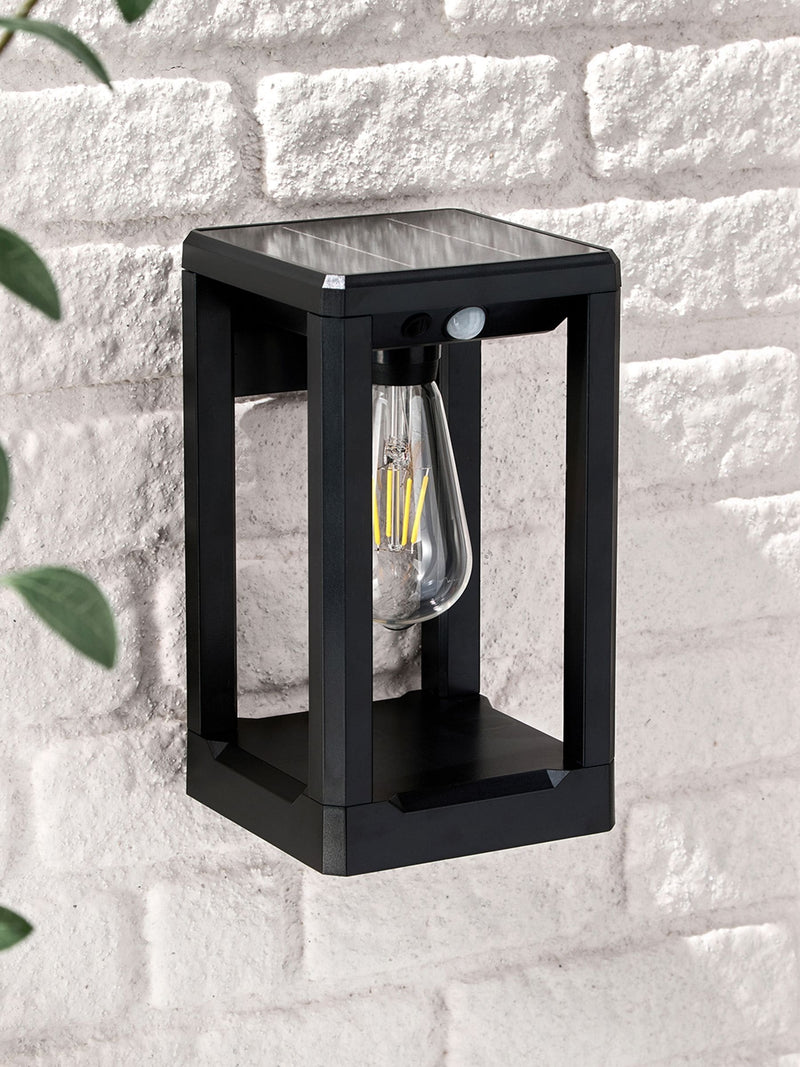 Lights4fun black solar outdoor wall light with sensor (British brand)