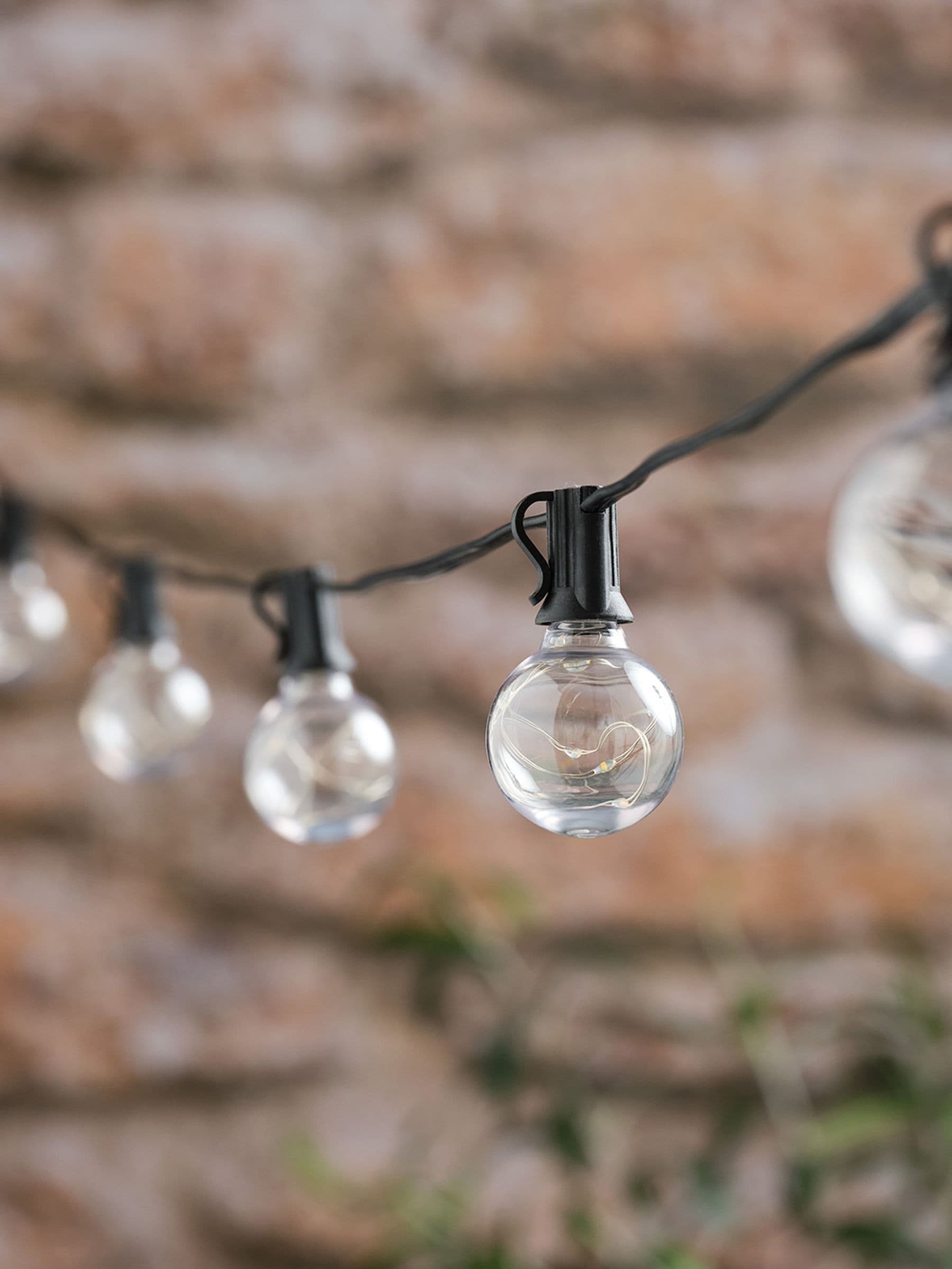 Lights4fun black micro LED solar festoon lights 30cm (British brand)