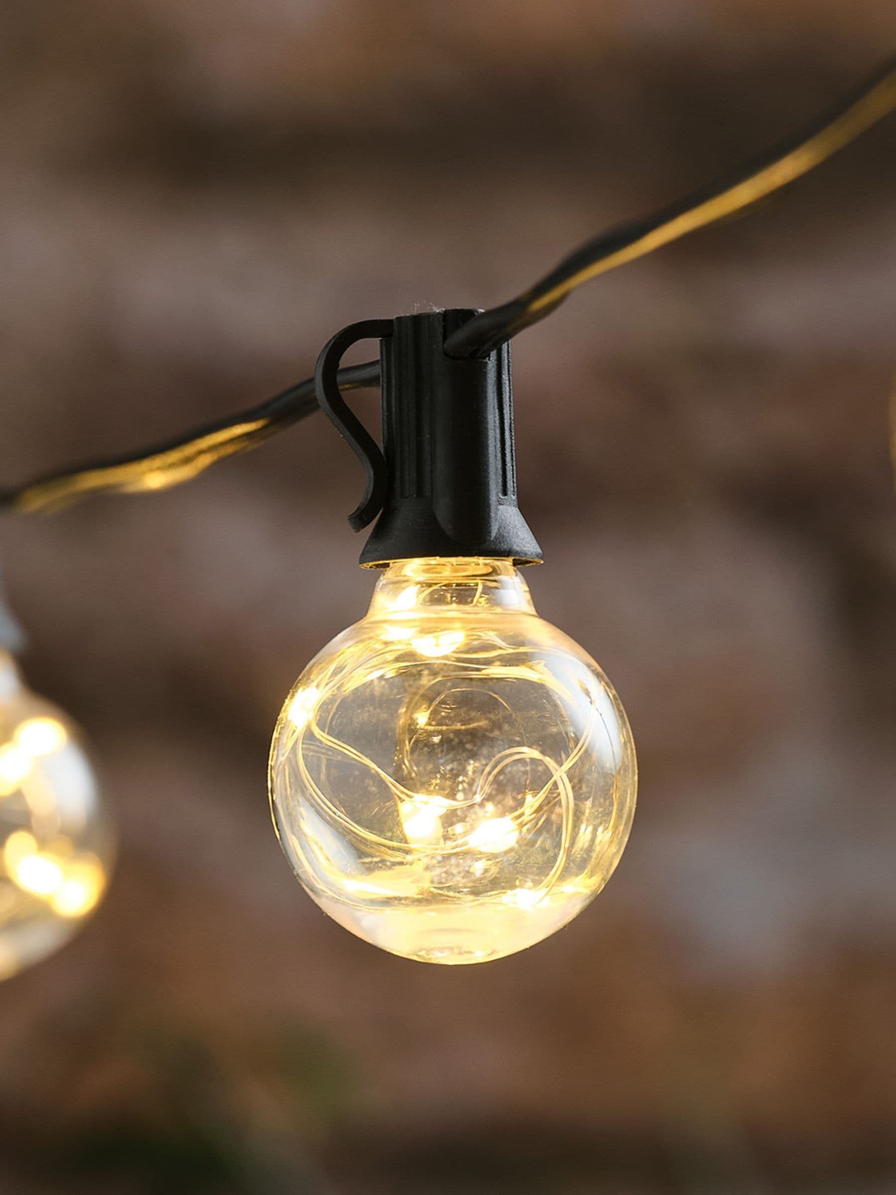Lights4fun black micro LED solar festoon lights 30cm (British brand)