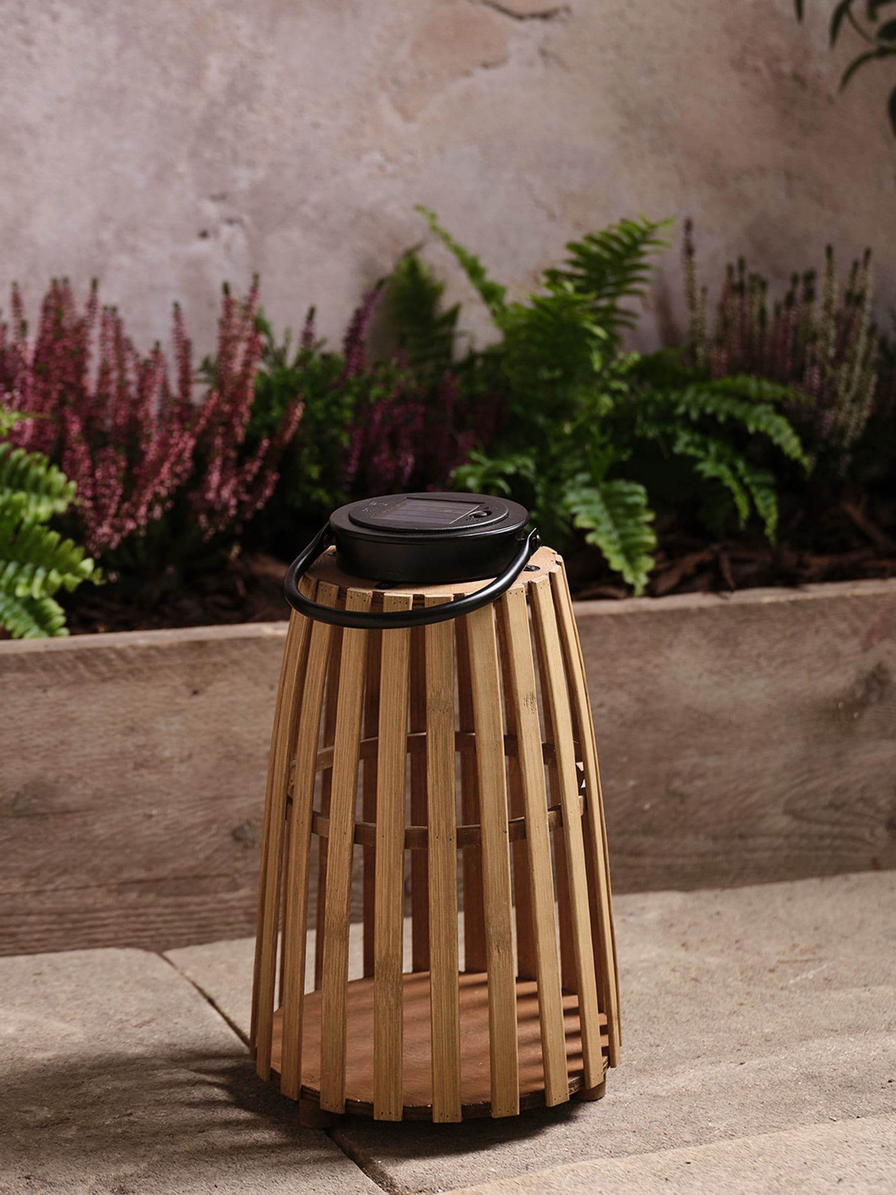 Lights4fun bamboo solar table lamp Japanese-style lantern 30.5cm - British product