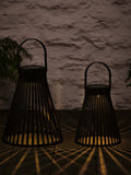 Lights4fun black slatted solar lanterns set of two, imported from the UK