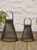 Lights4fun black slatted solar lanterns set of two, imported from the UK