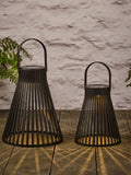 Lights4fun black slatted solar lanterns set of two, imported from the UK