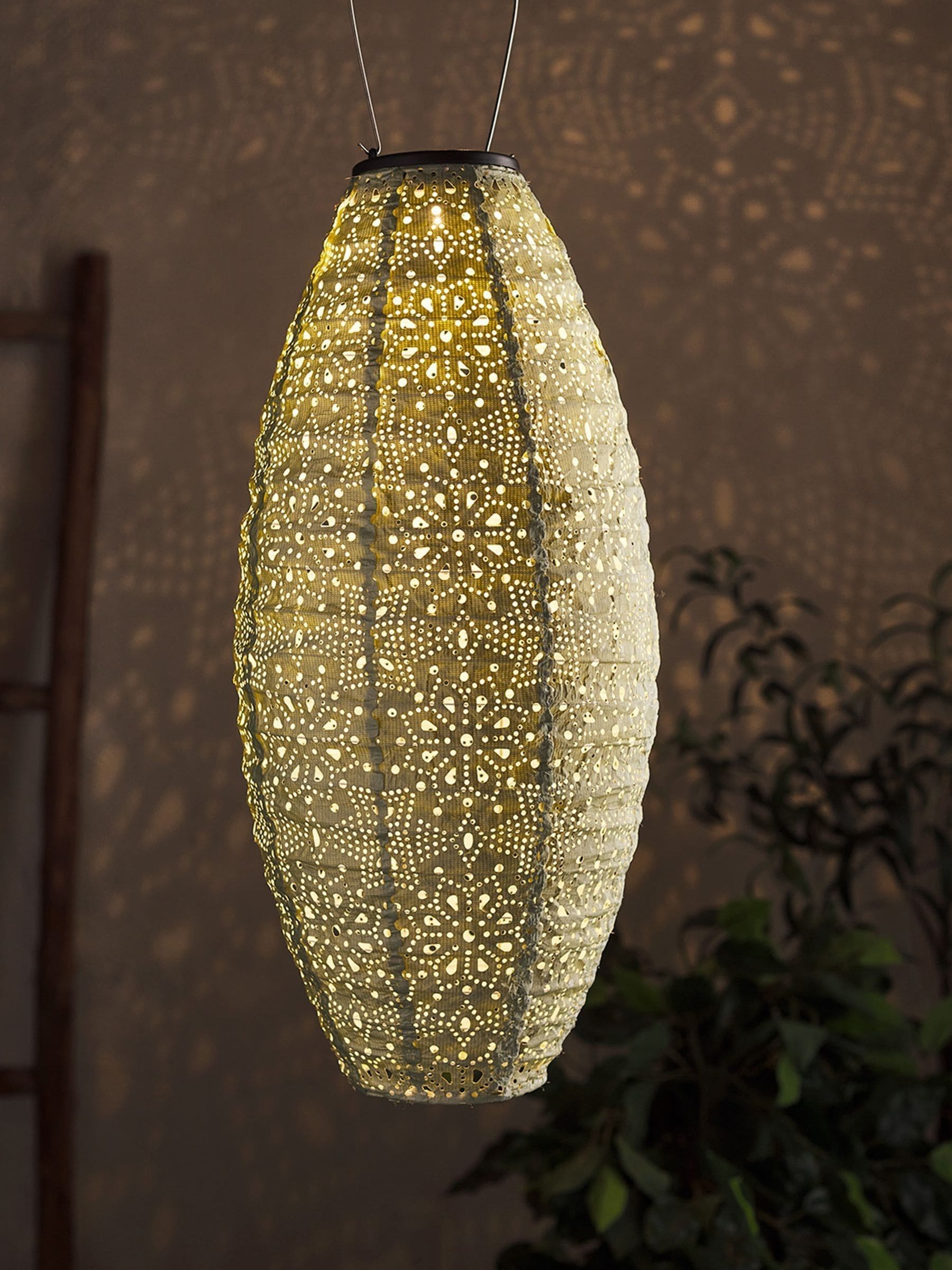 Lights4fun green Moroccan hanging solar lantern, imported from the UK