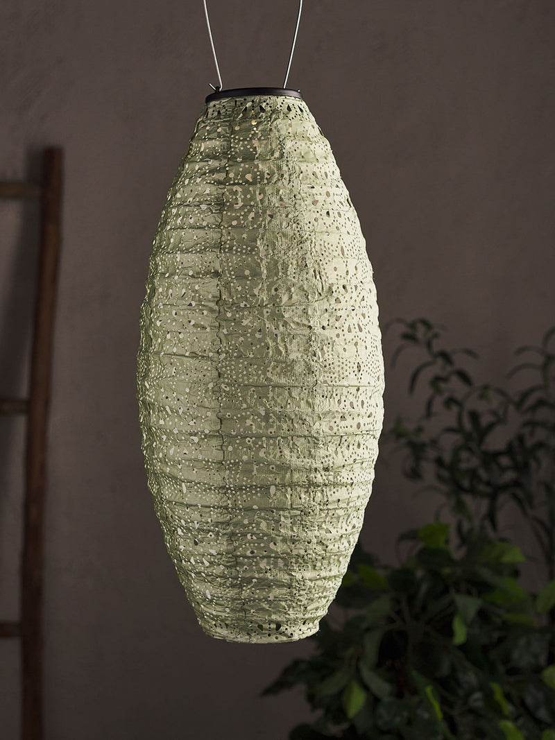 Lights4fun green Moroccan hanging solar lantern, imported from the UK