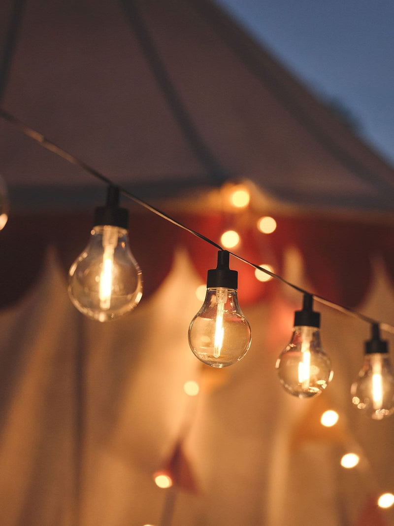 Lights4fun black solar festoon lights with 20 warm white bulbs (British brand)