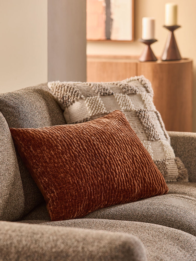 Orange 40 x 59cm Chenille Pebble Cushion