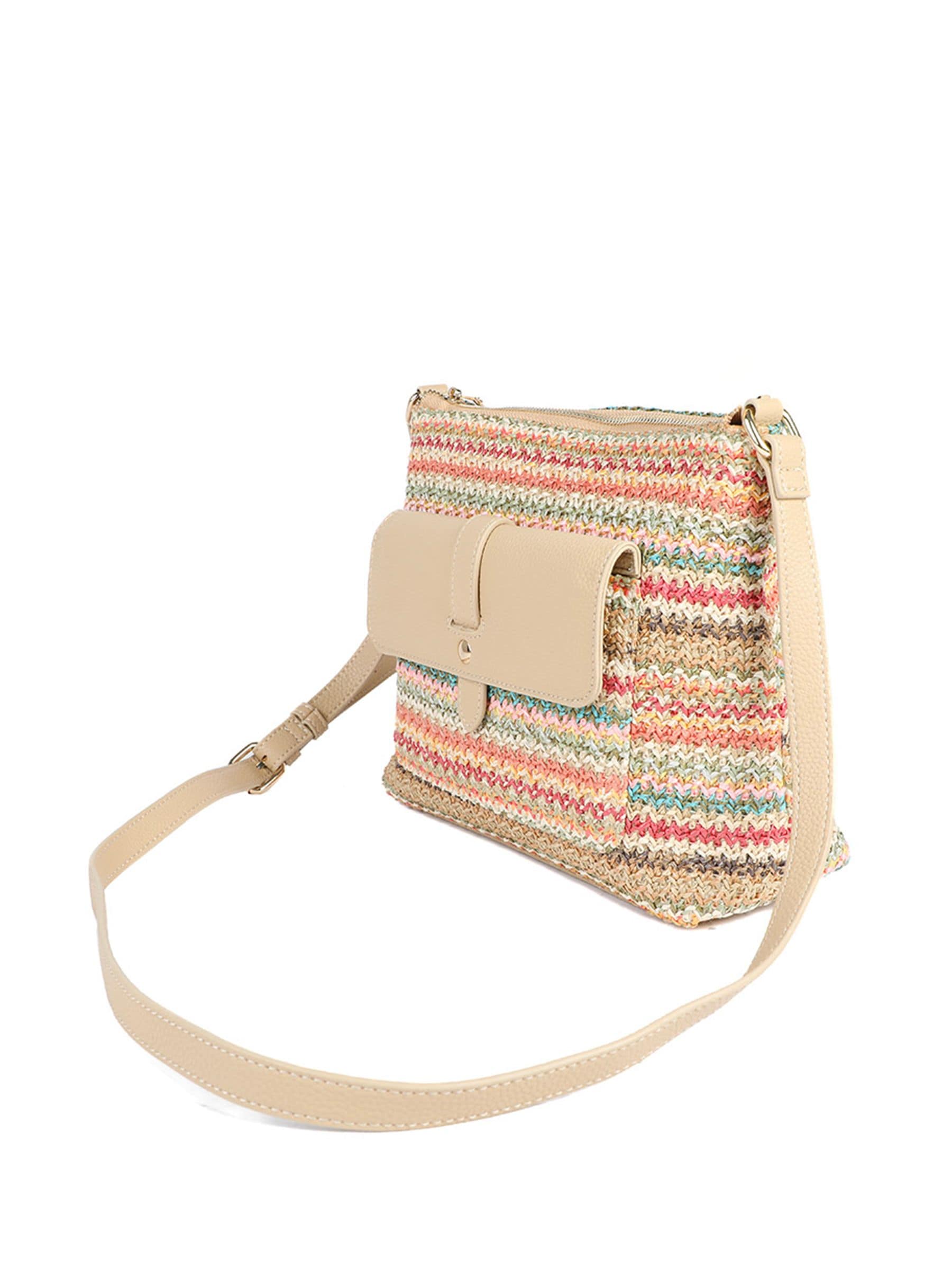 Pavers cream stripey cross-body bag - British product