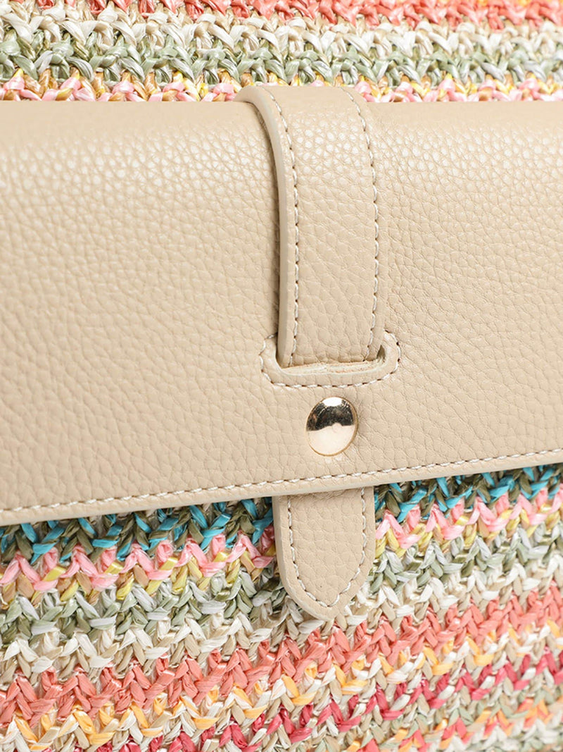 Pavers cream stripey cross-body bag - British product