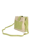 Pavers green woven shoulder bag faux leather trim - British product