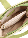 Pavers green woven shoulder bag faux leather trim - British product