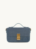 Apatchy Flora suede top handle bag denim blue, imported from the UK