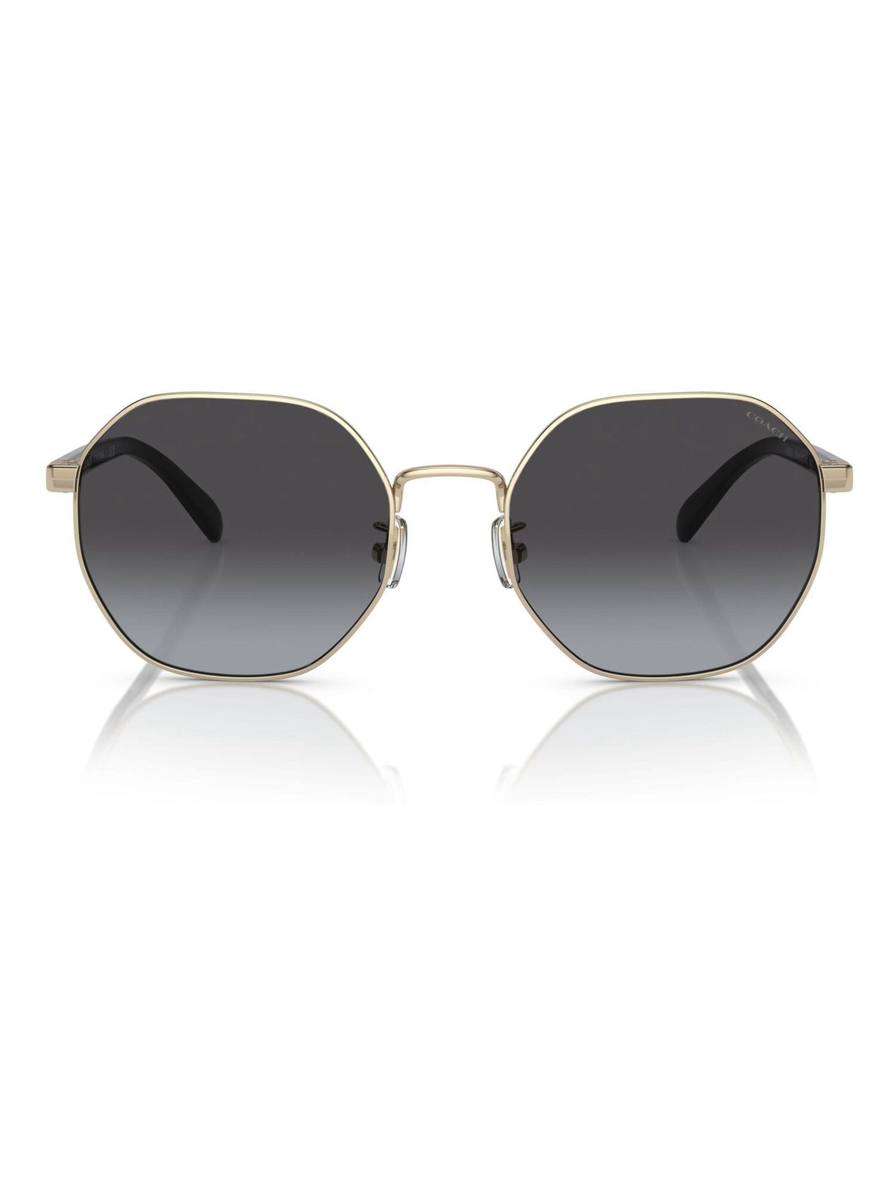 COACH gold irregular sunglasses with shiny frame and grey lenses - British product