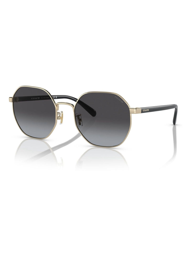 COACH gold irregular sunglasses with shiny frame and grey lenses - British product