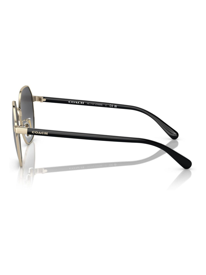 COACH gold irregular sunglasses with shiny frame and grey lenses - British product