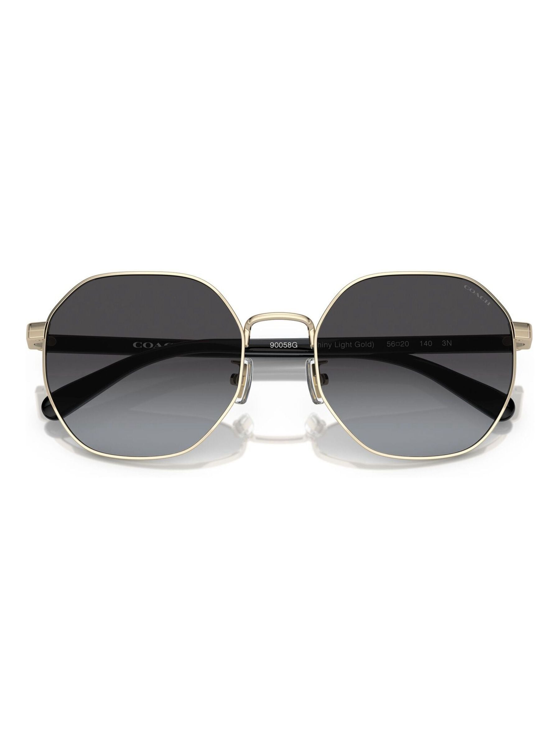 COACH gold irregular sunglasses with shiny frame and grey lenses - British product