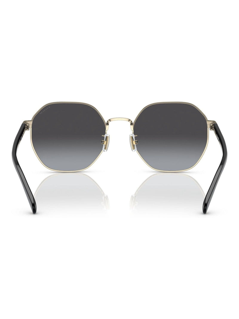 COACH gold irregular sunglasses with shiny frame and grey lenses - British product