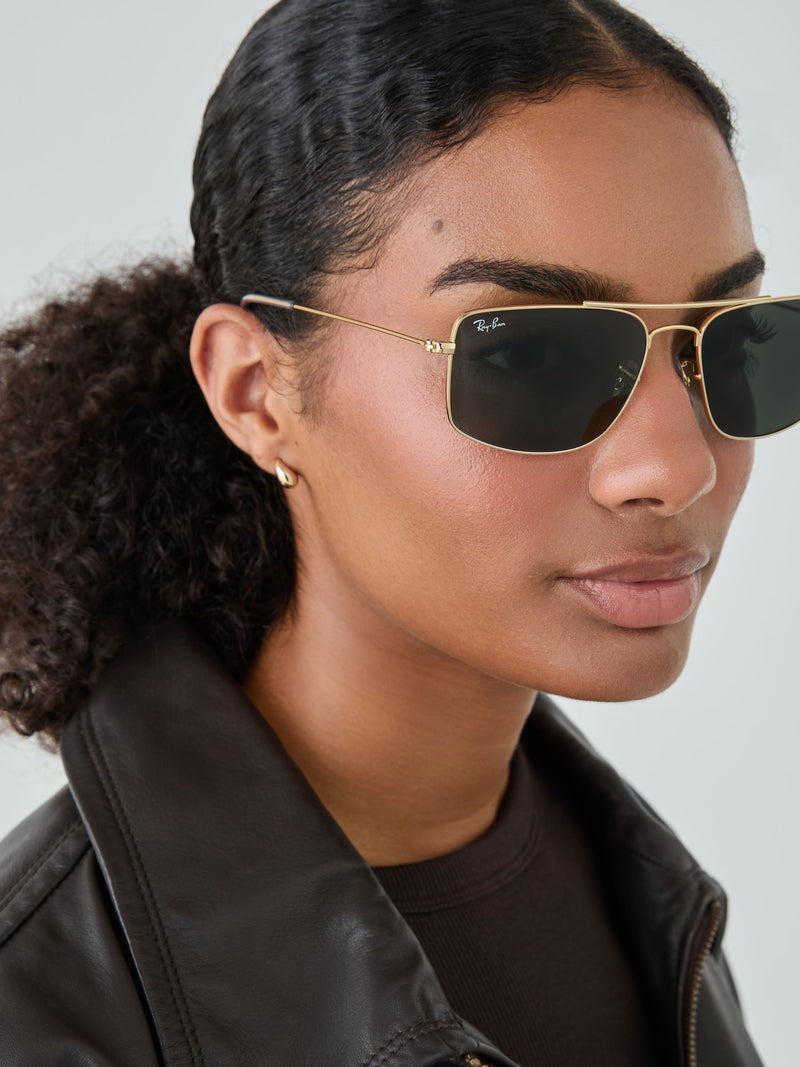 Ray Ban Explorer 3 square sunglasses in gold with green lenses, British product