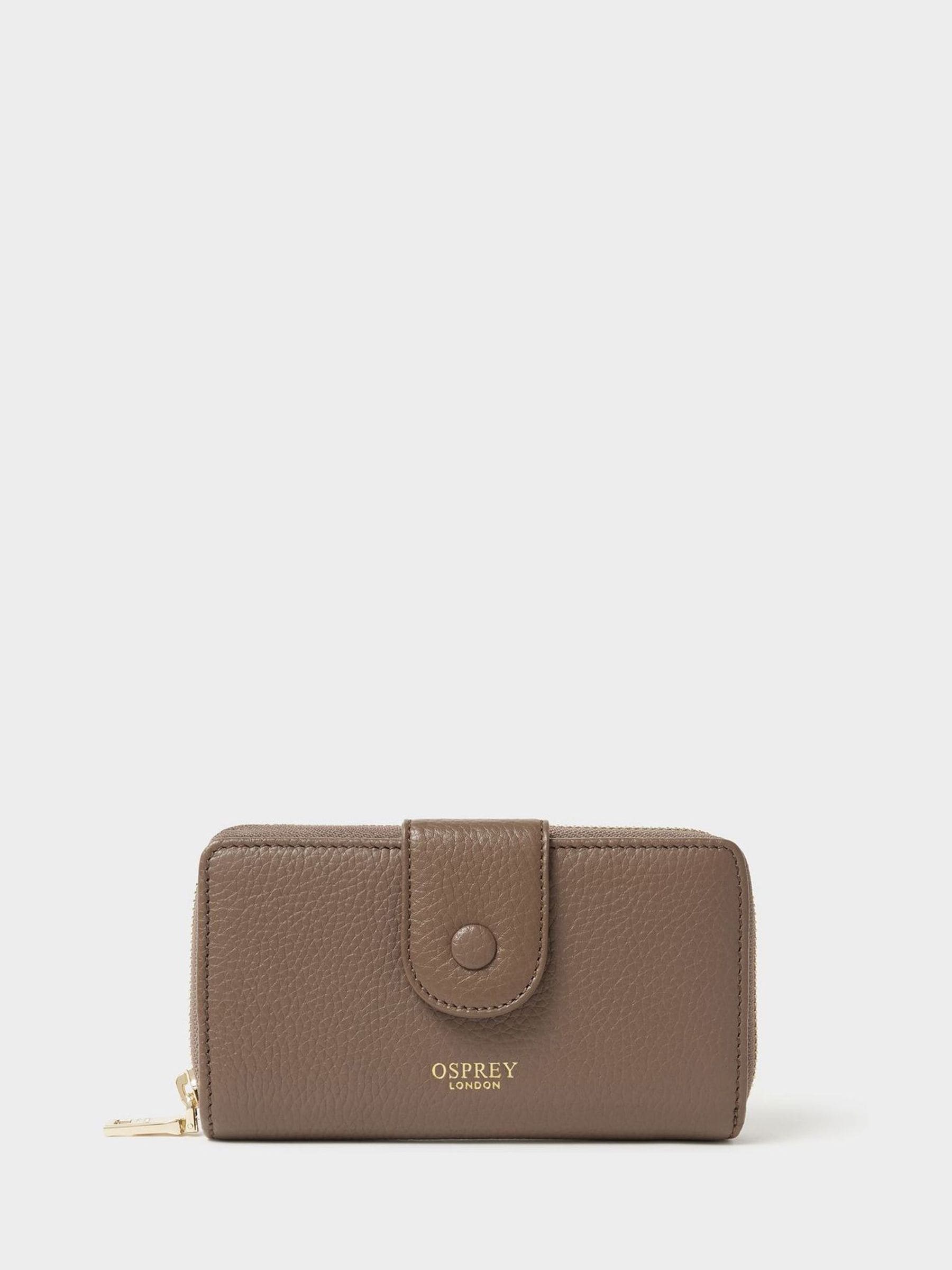 Osprey London brown leather medium popper matinee purse (British brand)