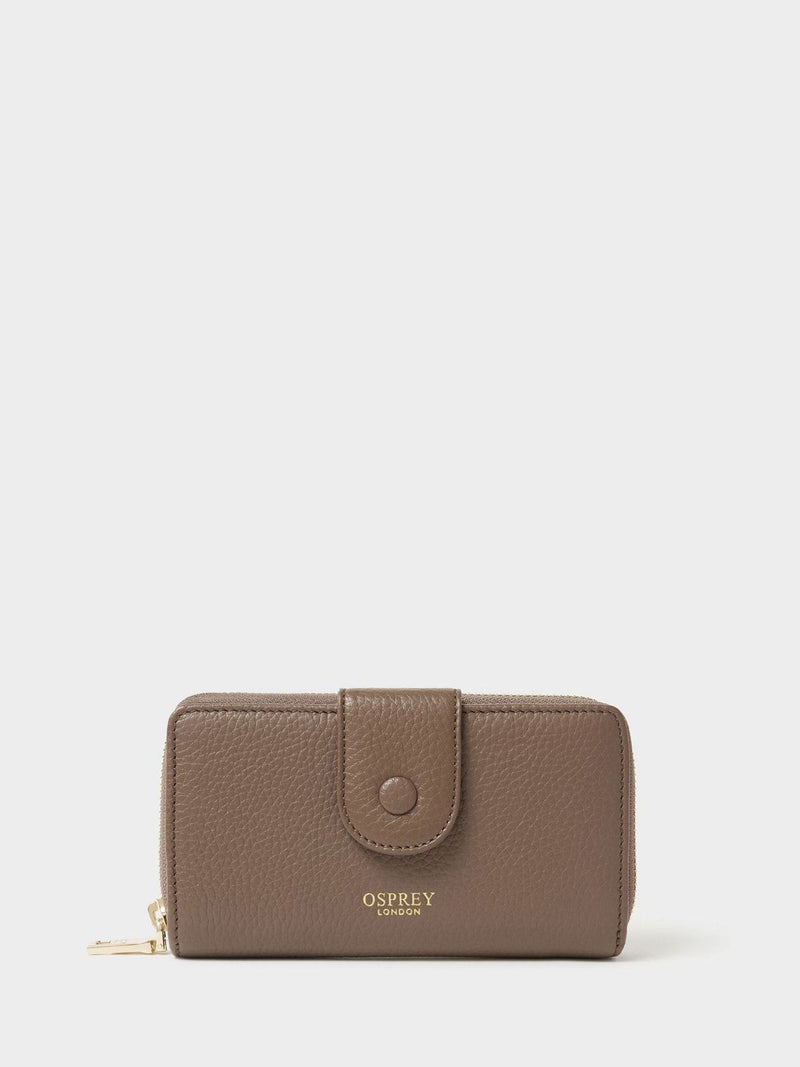 Osprey London brown leather medium popper matinee purse (British brand)